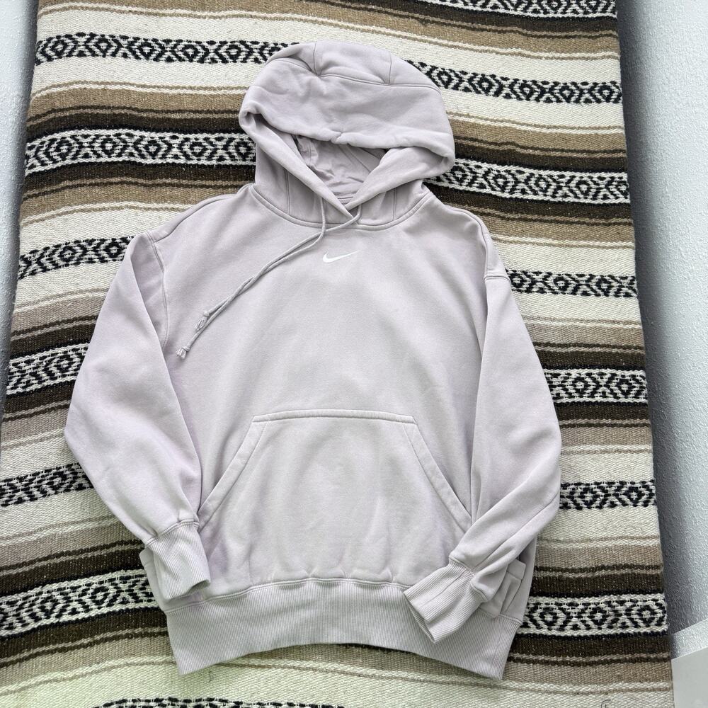 Women's Nike Phoenix Pastel Violet Center Check Oversized Hoodie Sweatshirt Sz S